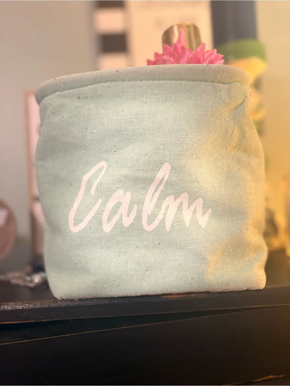 Calm Canvas Storage Bin in Light Mint
